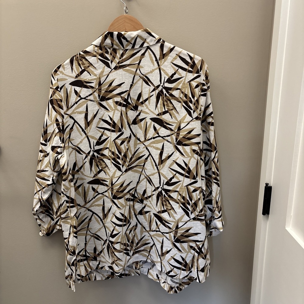 JM COLLECTION Women's Linen 3/4 Sleeve Blouse Leaves Multicolor Size 18W Plus - Picture 11 of 15